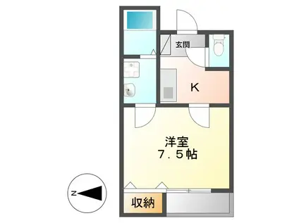 クレフラスト広川A(1K/1階)の間取り写真