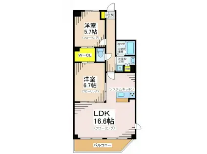 プランタニエII(1SLDK/5階)の間取り写真