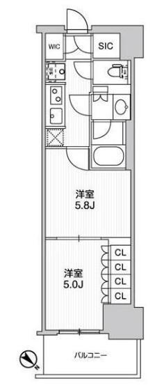 WORVE横浜伊勢佐木町(2K/9階)の間取り写真