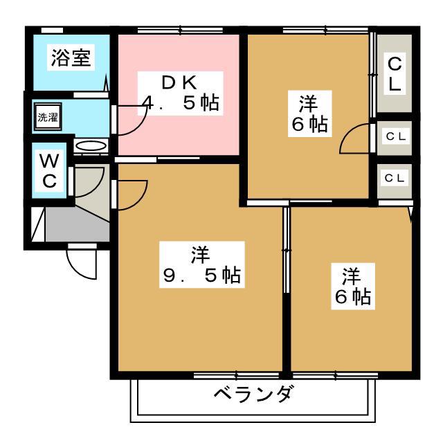 クレア・笹部 B(2LDK/2階)の間取り写真