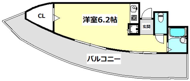 アルビヨン千里丘(ワンルーム/3階)の間取り写真