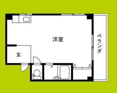 國田ハイツII(ワンルーム/2階)の間取り写真