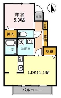 クレアー A棟(1LDK/1階)の間取り写真