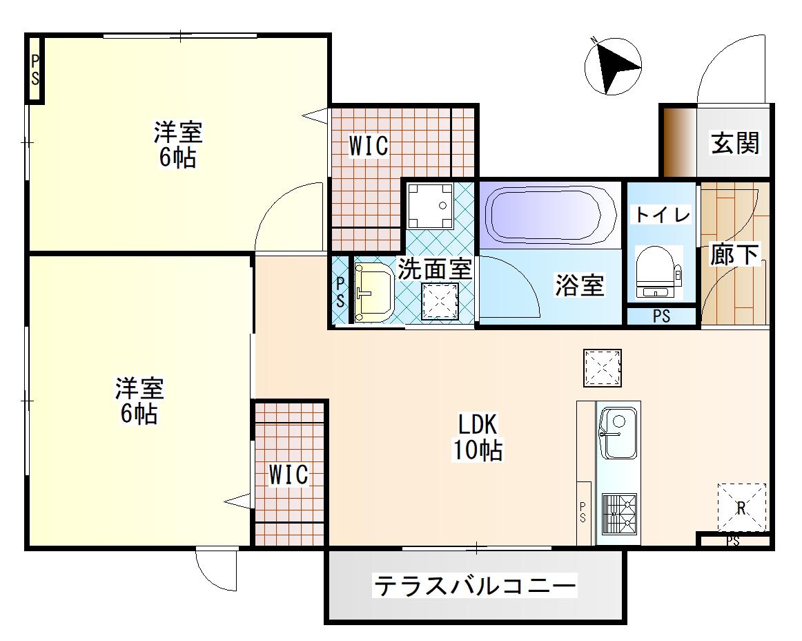 ファミール鴨居(2LDK/1階)の間取り写真