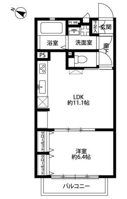 ハレアカラ(1LDK/1階)の間取り写真