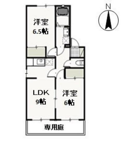 アーバンハイツ中井C(2LDK/1階)の間取り写真