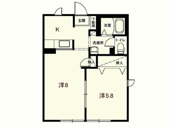 レジデンスM(2K/1階)の間取り写真
