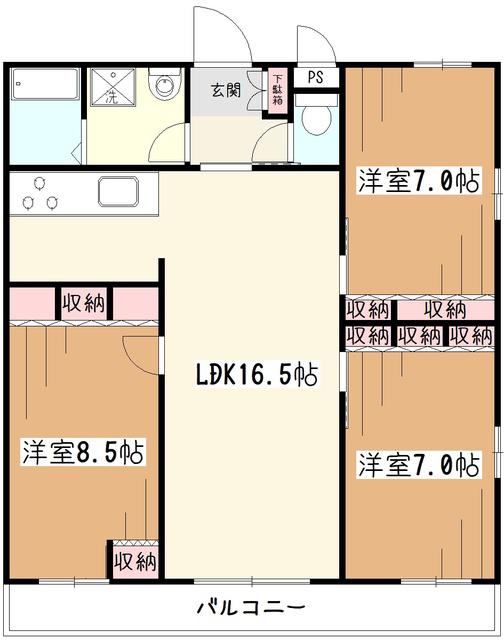 ヘリオス378小平栄町(3LDK/3階)の間取り写真
