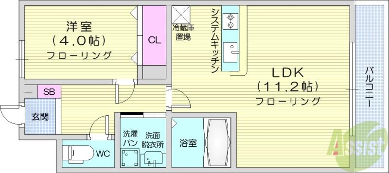 ユ シェルポン(1LDK/2階)の間取り写真