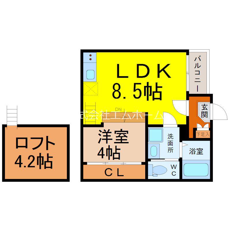ハーモニーテラス中村公園(1LDK/1階)の間取り写真