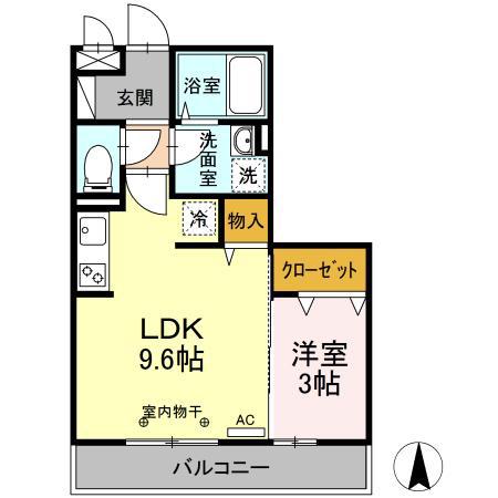 マリンプラザA(1LDK/2階)の間取り写真