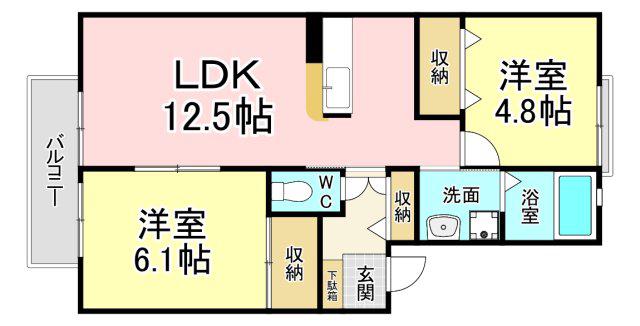エトワールII (2LDK/2階)の間取り写真