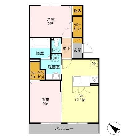 シャルマンドミール(2LDK/3階)の間取り写真