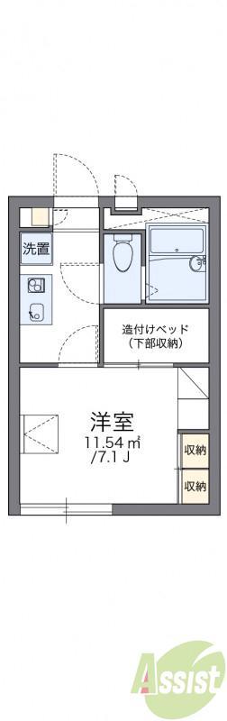 レオパレスコンフォールメゾン(1K/1階)の間取り写真