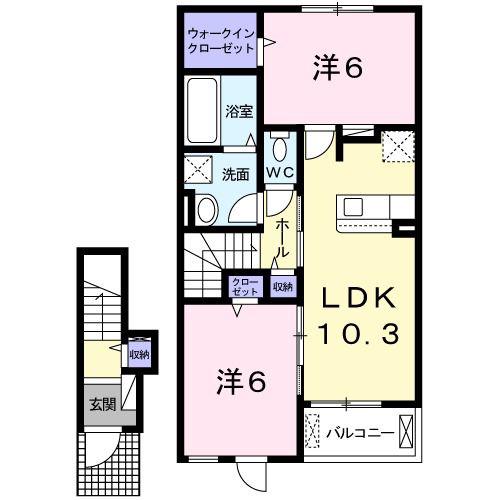 ルーチェ(2LDK/2階)の間取り写真