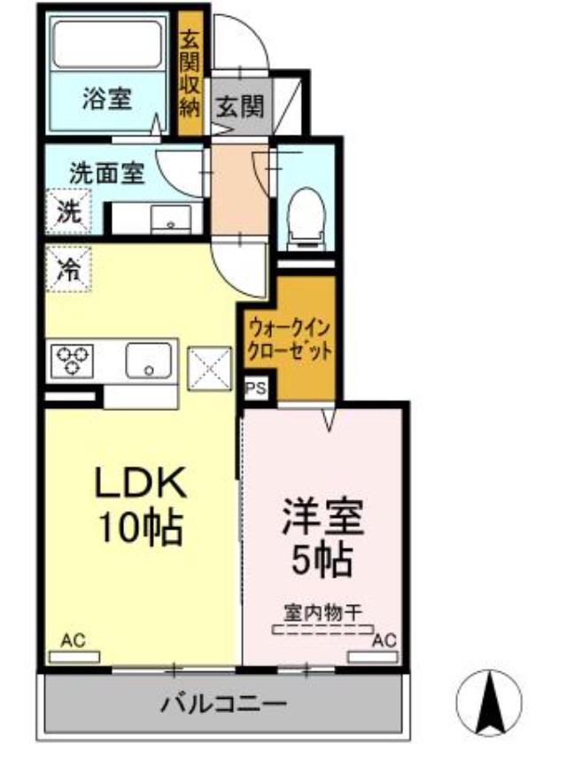 アテリア弐番館(1LDK/1階)の間取り写真