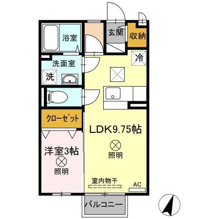 セジュール瀬戸下A棟(1LDK/1階)の間取り写真