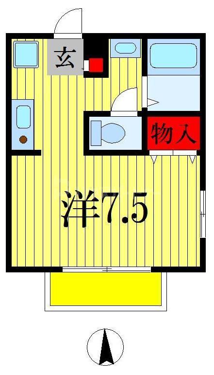 サンルミエール(1K/1階)の間取り写真