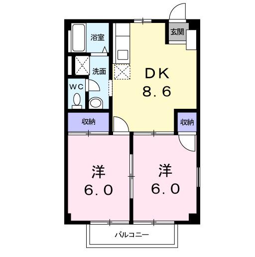 エンゼルハイツ(2DK/1階)の間取り写真