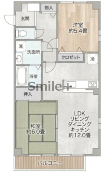 カンフォタブル(2LDK/2階)の間取り写真