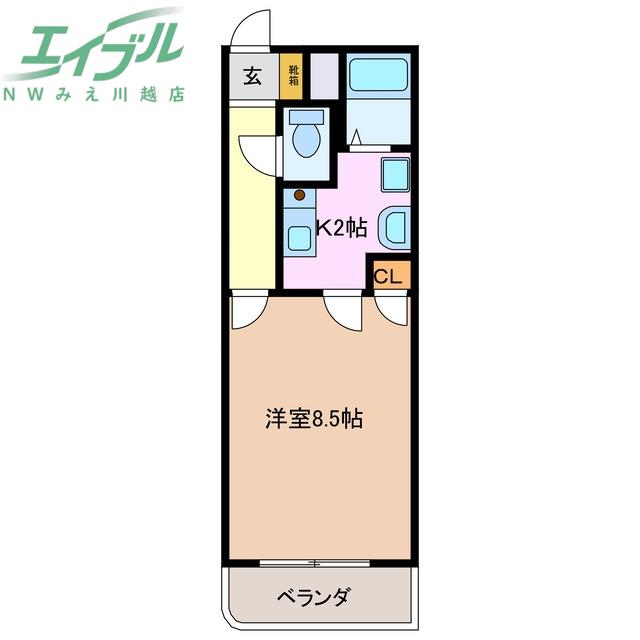 サンガーデン(1K/1階)の間取り写真