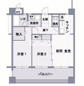 シャンポールセイコウ港館(2LDK/4階)の間取り写真