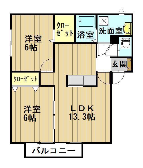 グランメール・キヨミB(2LDK/1階)の間取り写真