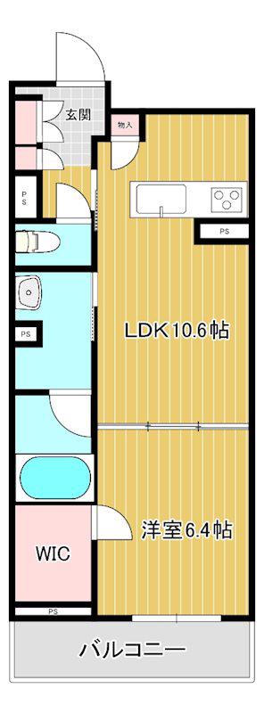 サンヴァリエ 三橋(1LDK/1階)の間取り写真