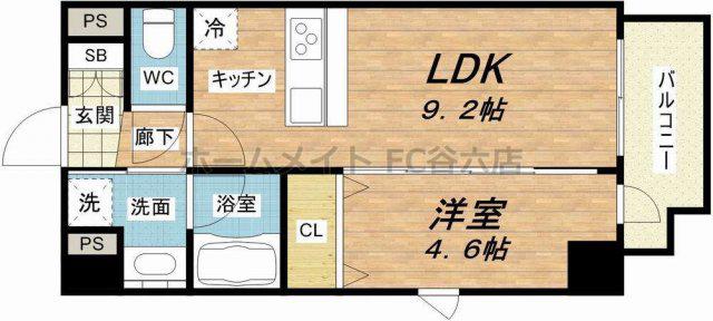 ハーヴェスト京町堀(1LDK/10階)の間取り写真