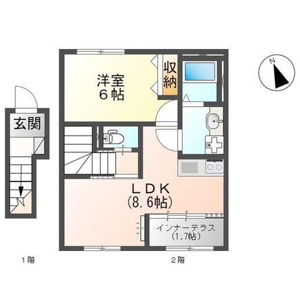 桜ヶ丘I・35(1LDK/2階)の間取り写真