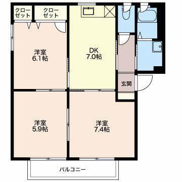 ラフィネ(3DK/2階)の間取り写真