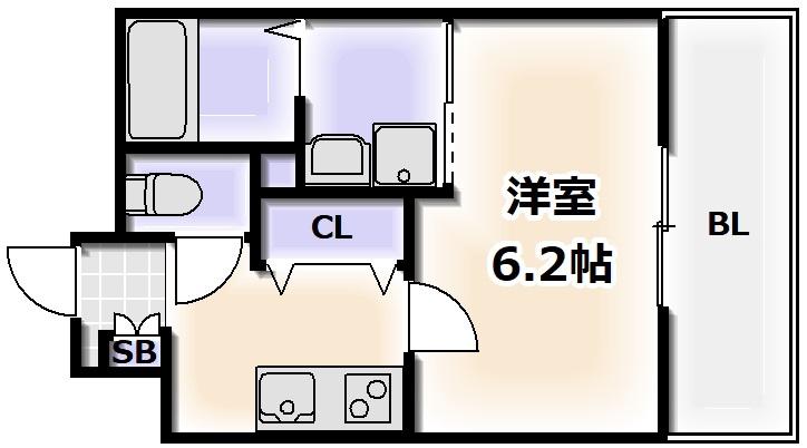 セオリー夕陽丘DOOR(1K/4階)の間取り写真