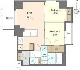 S-RESIDENCE高岳BRESA(2LDK/12階)の間取り写真