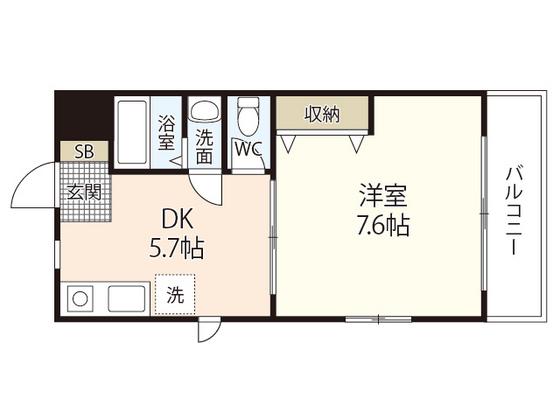 Tフラッツ(1DK/1階)の間取り写真