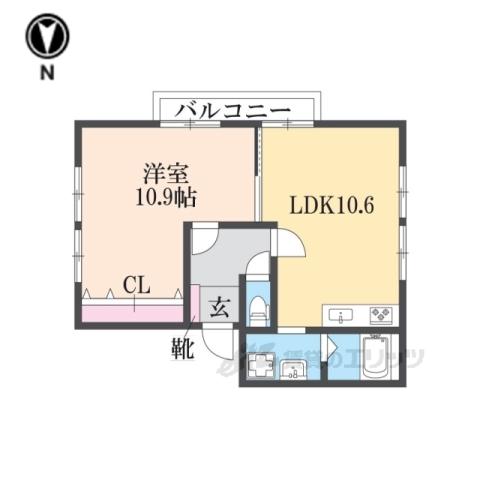 阪和阪手ドミールA(1LDK/2階)の間取り写真