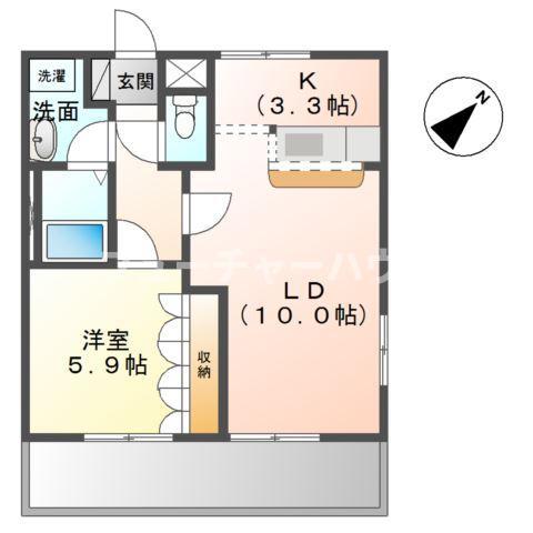 REPOSE HOME(1LDK/2階)の間取り写真