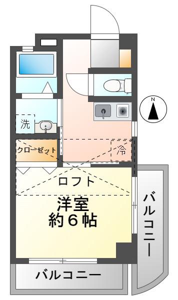 ヌァージュ祖師谷(1K/2階)の間取り写真