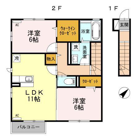 アヴニール(2LDK/2階)の間取り写真