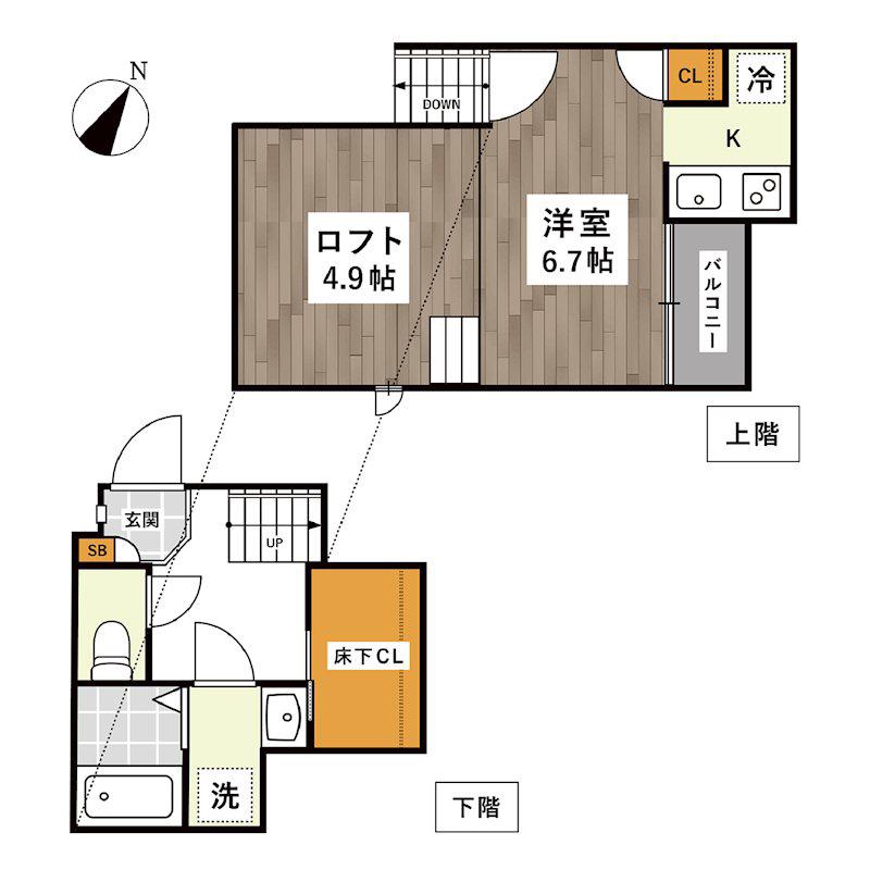 ADC八王寺クロノス(1K/2階)の間取り写真