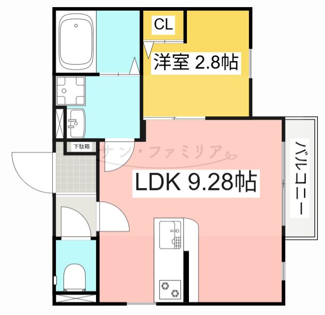 ジュエル豊橋(1LDK/1階)の間取り写真