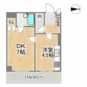 こすもらいふ千里(1DK/2階)の間取り写真
