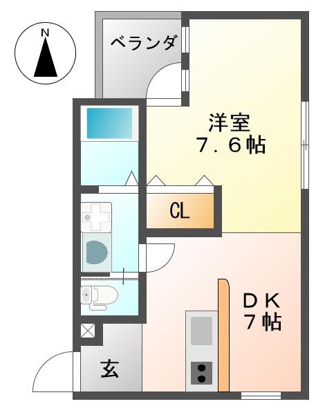 MEILLEUR稲葉荘(1DK/3階)の間取り写真