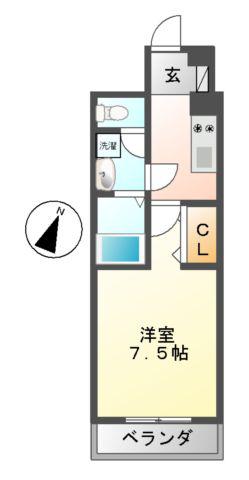 MELIV鶴舞(1K/13階)の間取り写真