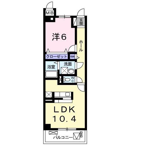 ラフィーネ東野(1LDK/3階)の間取り写真