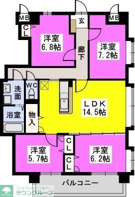 プレジオ荒江(4LDK/4階)の間取り写真