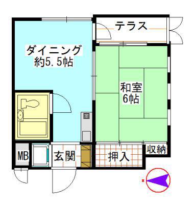 マインハイム・スエヨシ(1DK/1階)の間取り写真