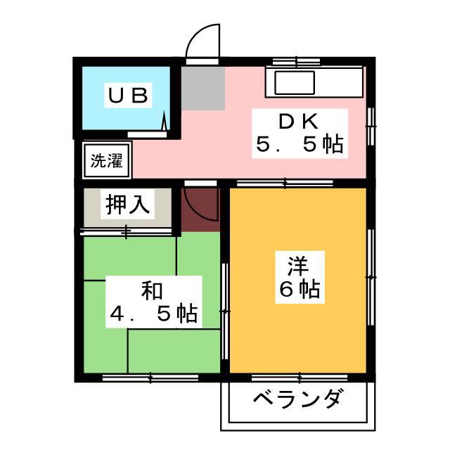 エメラルドハイム(2DK/2階)の間取り写真