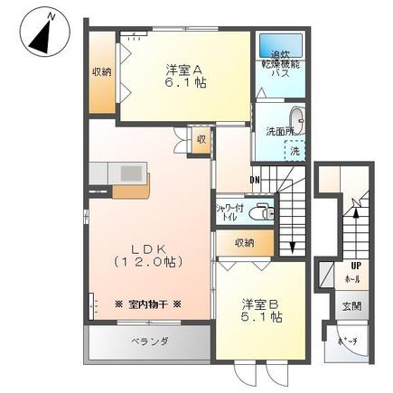 アリスハイムII 2LDK(2LDK/2階)の間取り写真