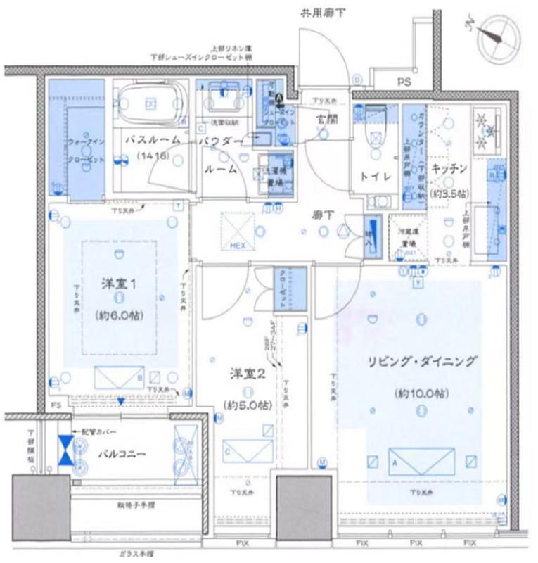 プレミストタワー白金高輪(2LDK/31階)の間取り写真