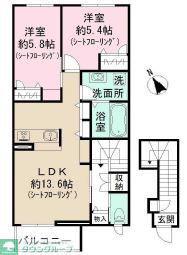 パークガーデン シャルドン(2LDK/2階)の間取り写真